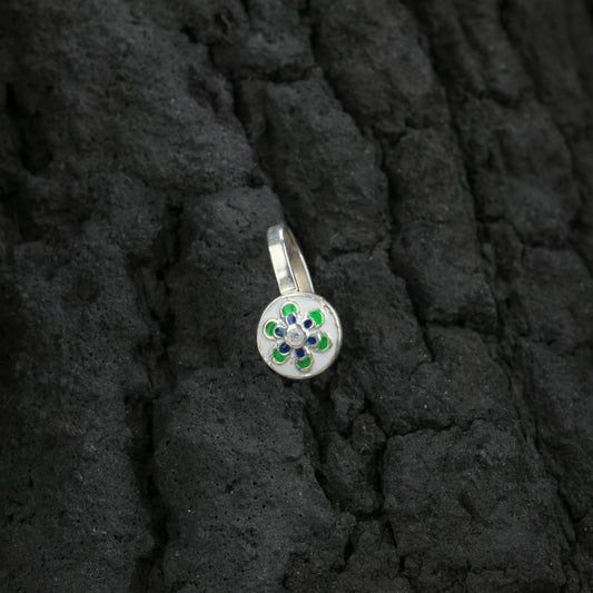 Pinwheel Enamel Silver Nose Pin