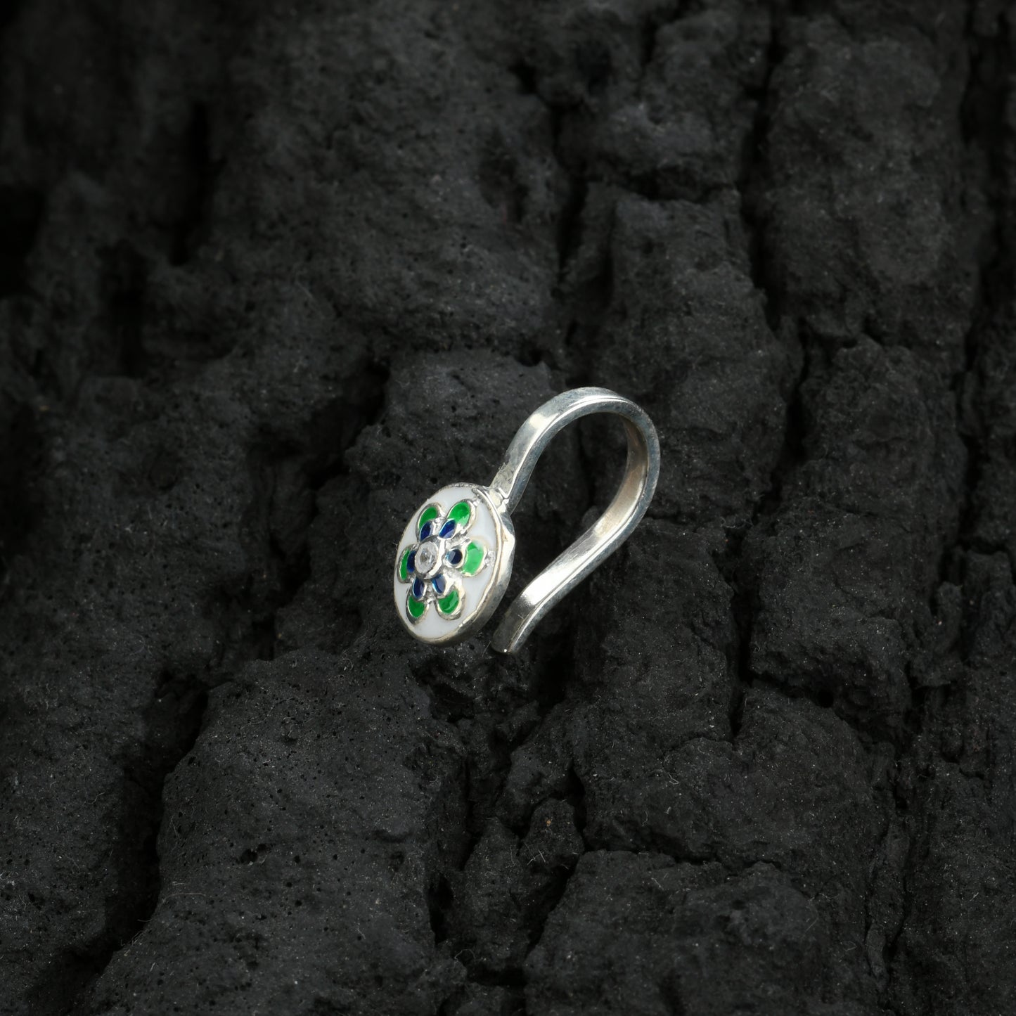 Pinwheel Enamel Silver Nose Pin