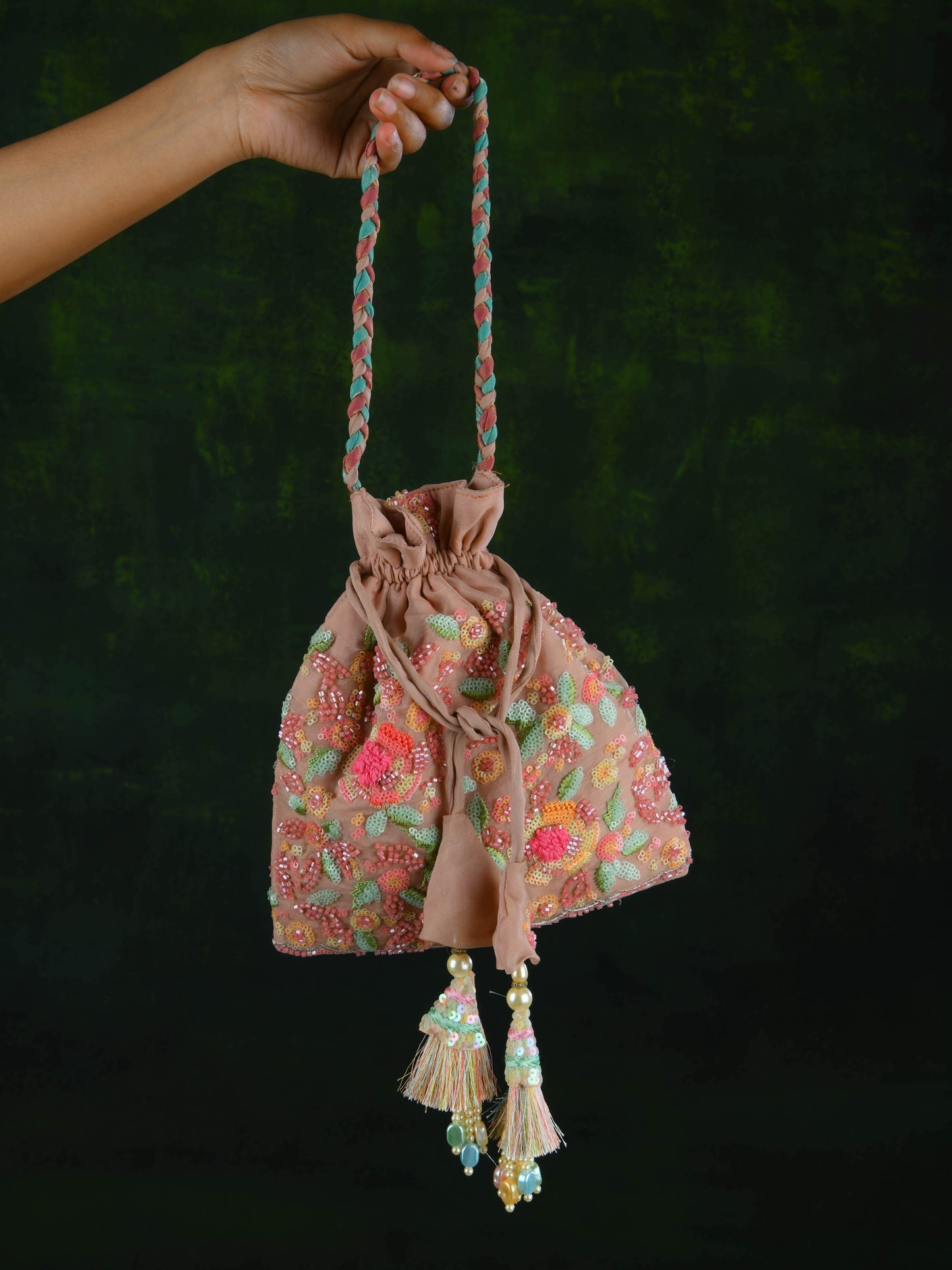 Gulabi Chandni Embroidered Potli