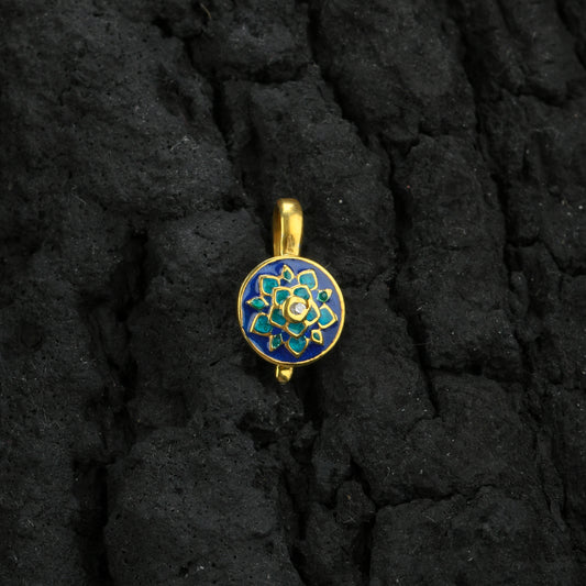 Blue Dahlia Gold Plated Silver Nose Pin