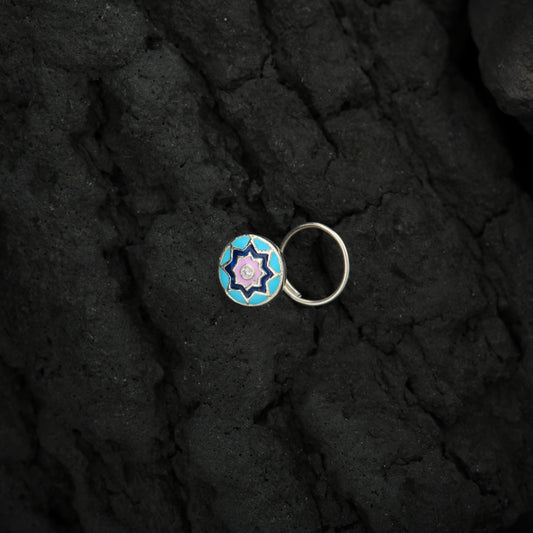 Blue Star Silver Nose Pin