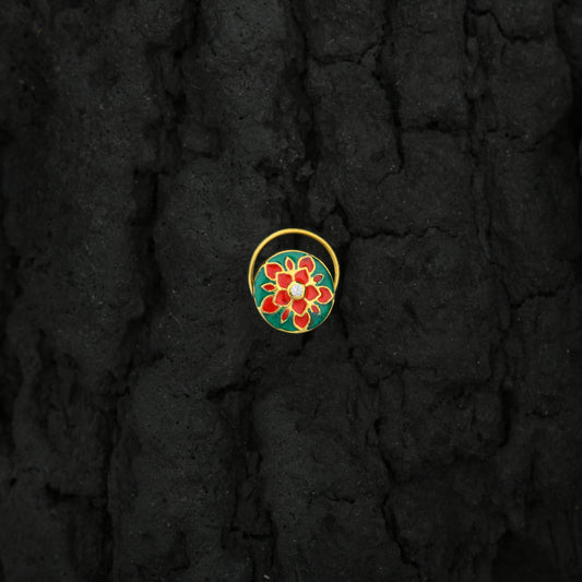 Red Carnation Gold Plated Silver Nose Pin