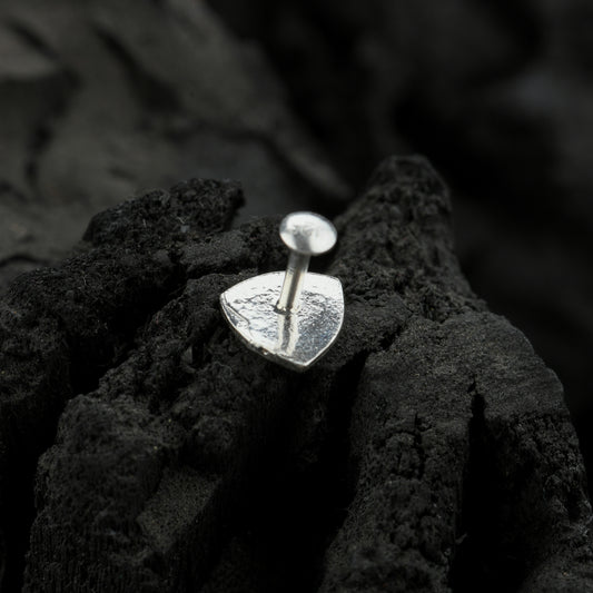 Floral Shield Oxidised Silver Nose Pin