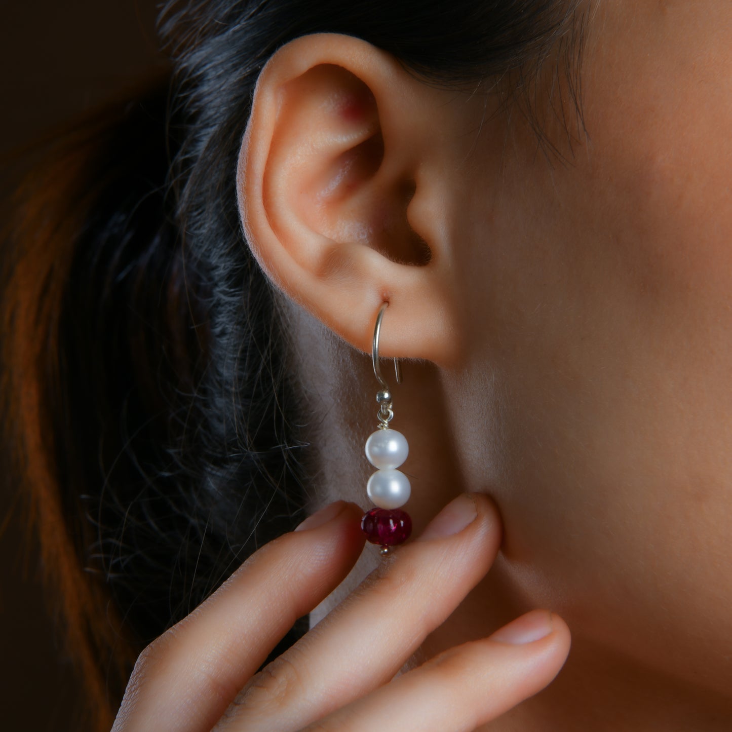 Ruby Melon Freshwater Pearl Necklace Set