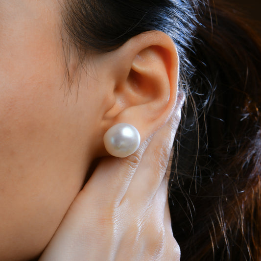 Unique Freshwater Baroque Pearls Silver Studs