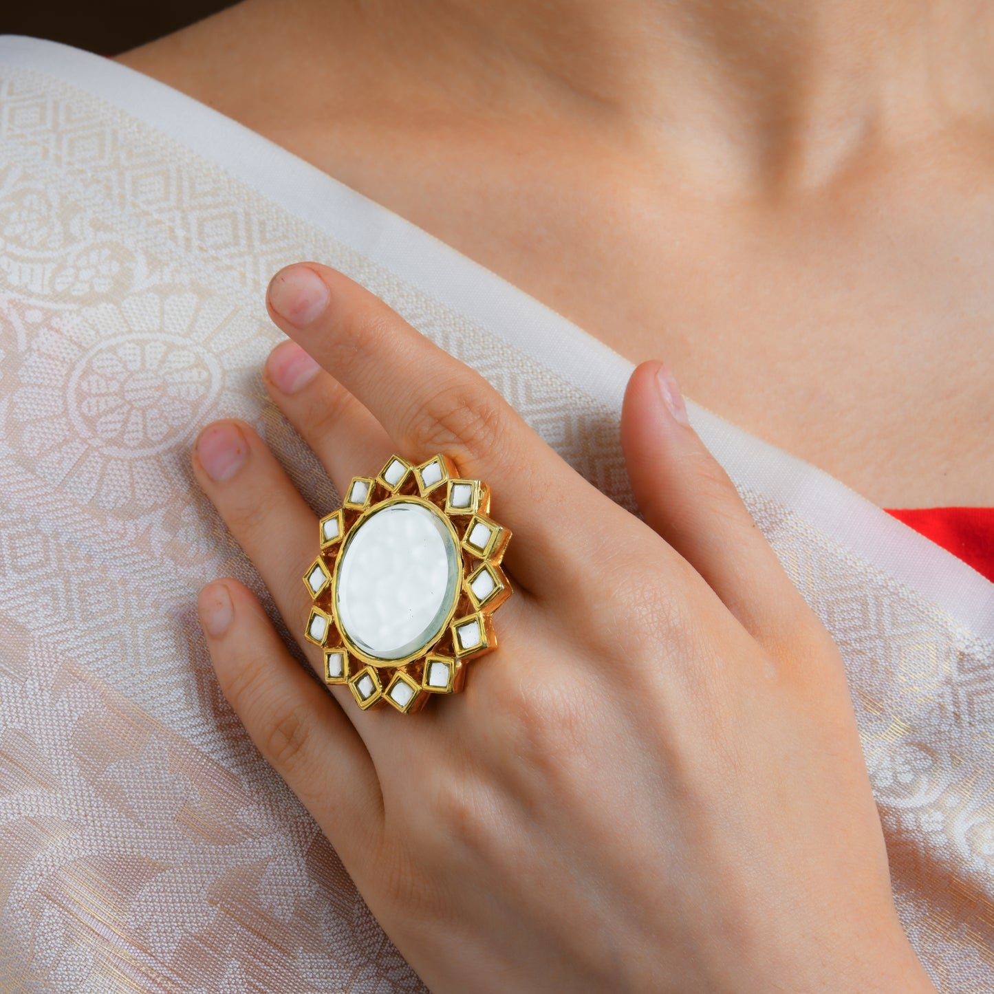 Round Arsi Wedding Kundan Ring
