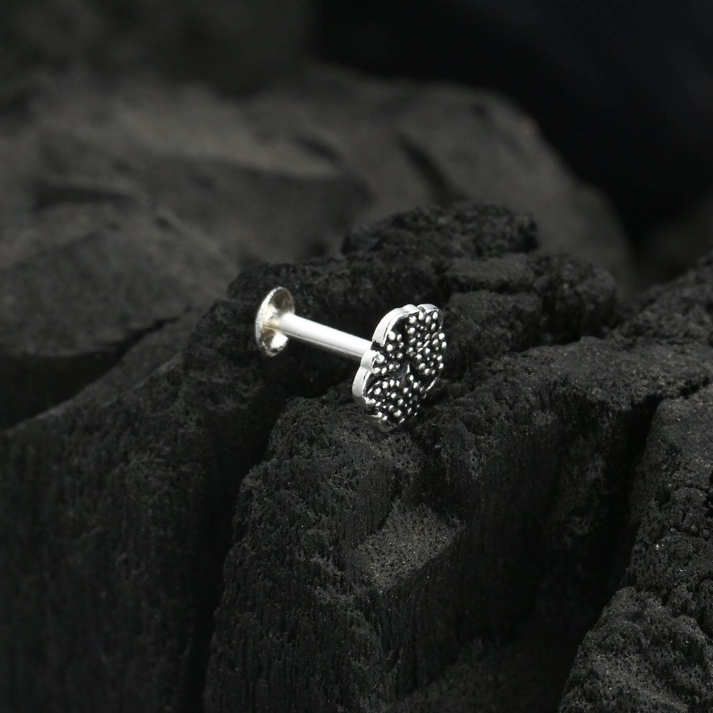 Leaf Oxidised Silver Nose Pin