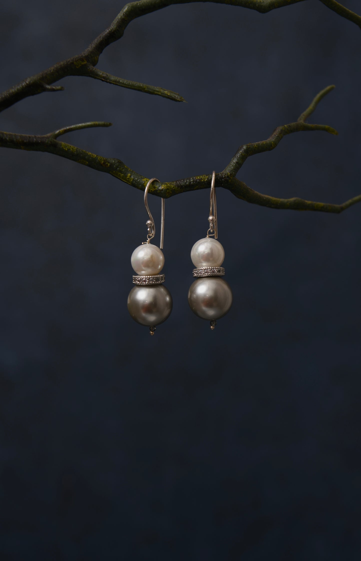 Silver Lining Zircon Pearl Earrings