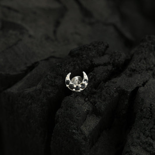 CZ Moon Silver Nose Pin