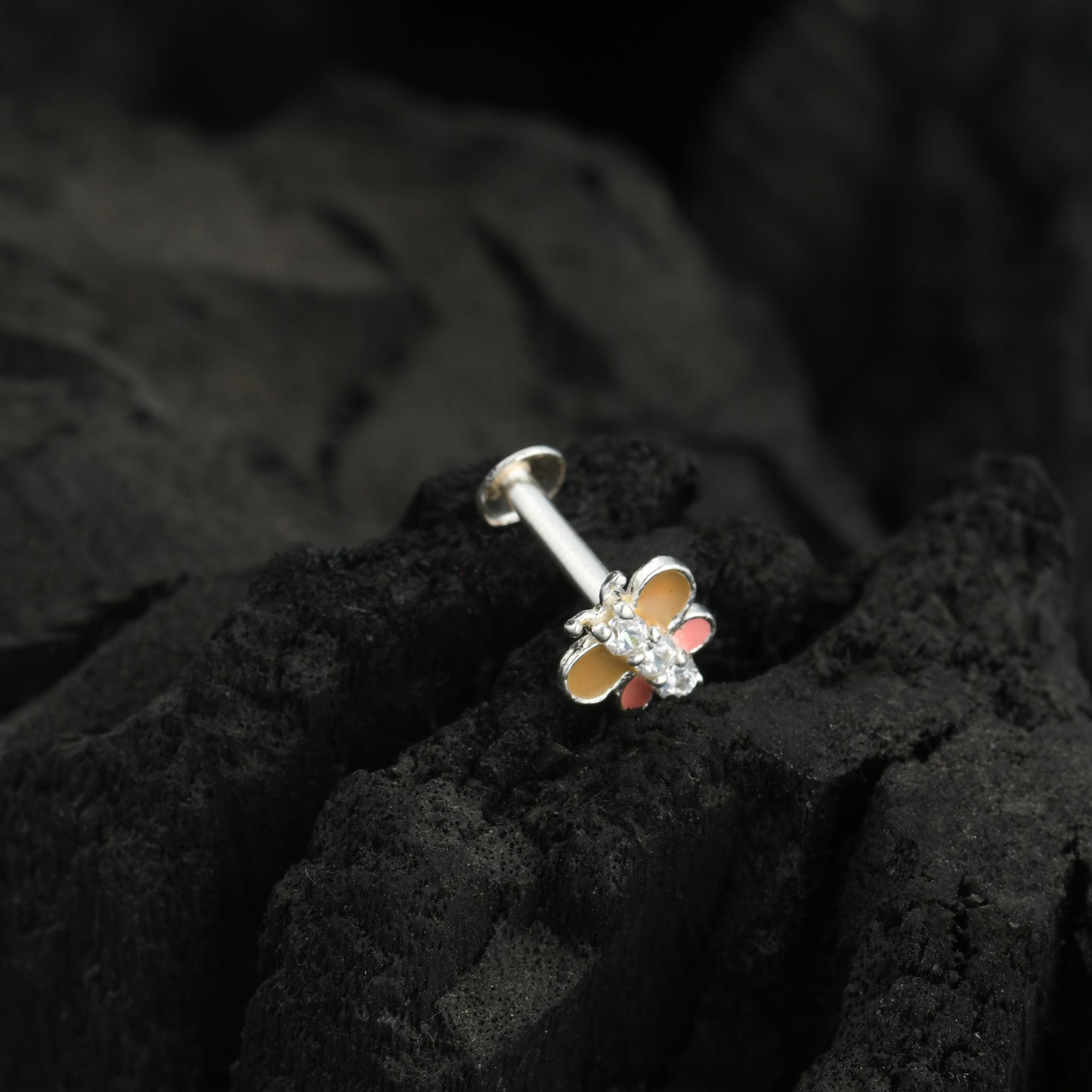 Rainbow Butterfly Enamel Silver Nose Pin(Screw Back)