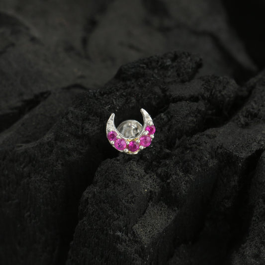 CZ Moon Silver Nose Pin