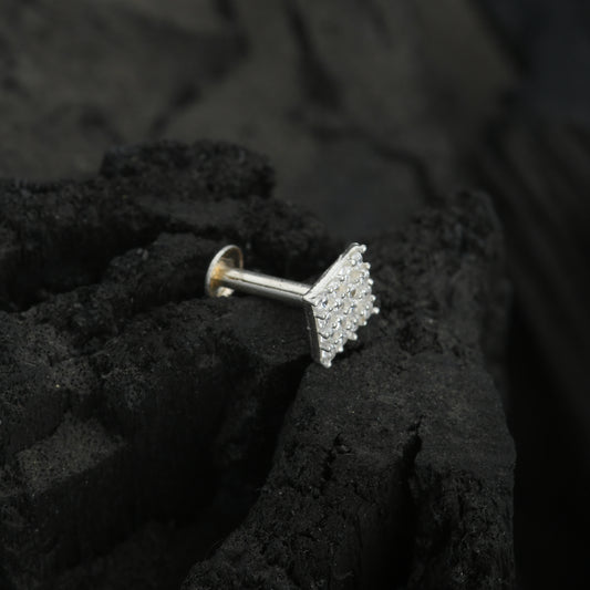 Quart CZ Silver Nose Pin
