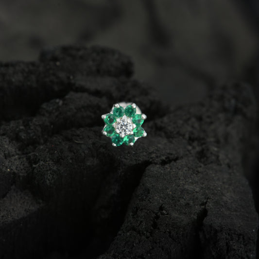 Suchitra Silver CZ Nose Pin