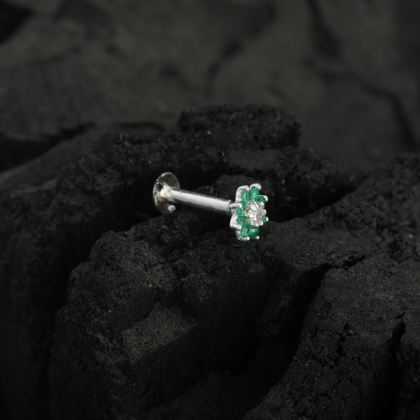 Suchitra Silver CZ Nose Pin