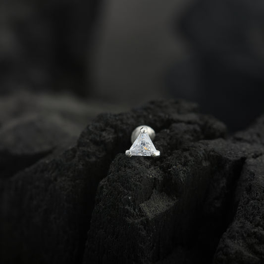 Triangle Silver CZ Screw Back Silver Nose Pin