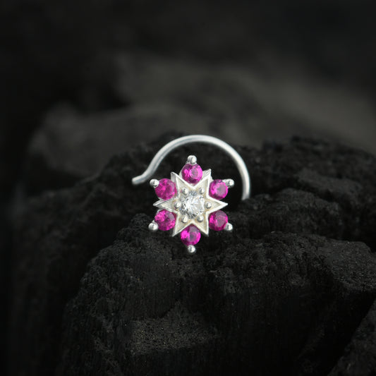 Shimmering Star Silver Nose Pin