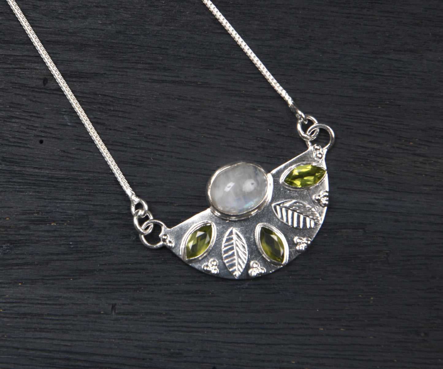 Rainbow Moonstone and Peridot Necklace
