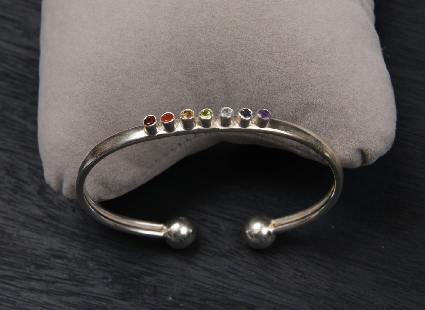 Chakra Silver Bangle