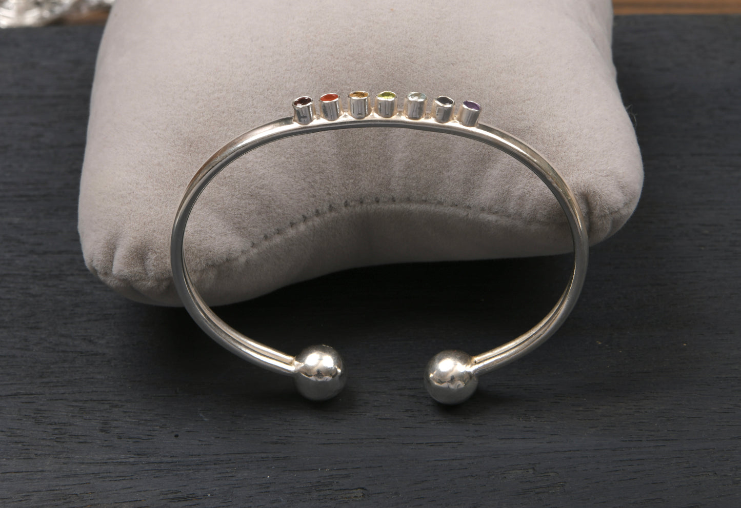 Chakra Silver Bangle