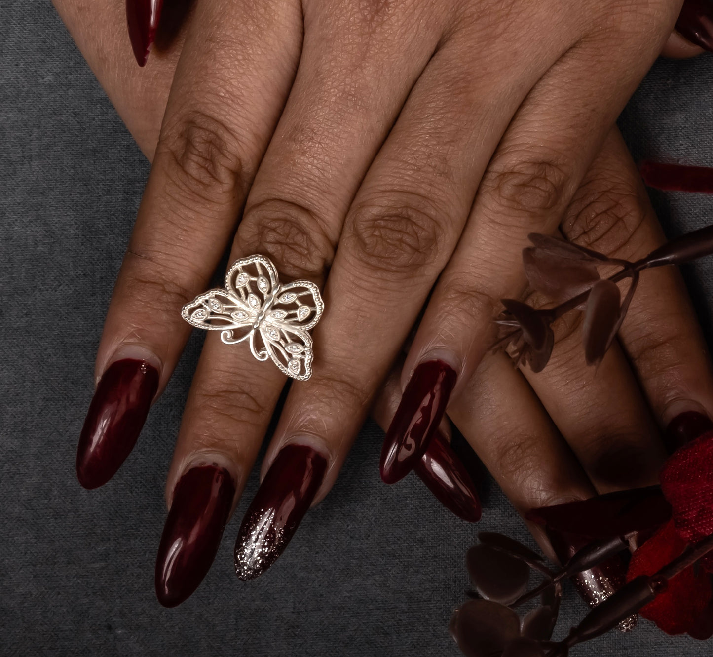 Beautiful Wings Silver Butterfly Ring
