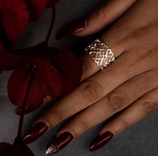 'Om Chanting' Silver Ring
