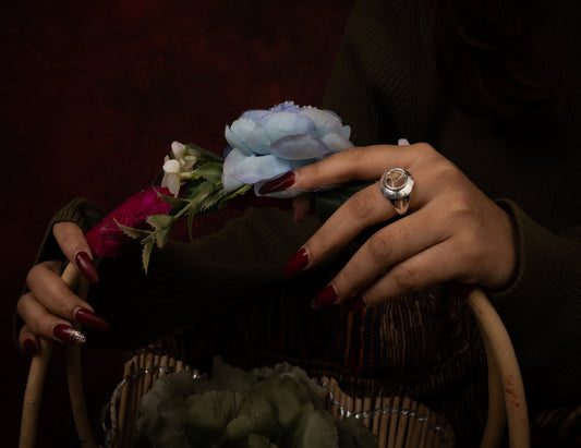 'Trust Your Gut'-  Solar Plexus(Manipura) Chakra Silver Citrine Ring
