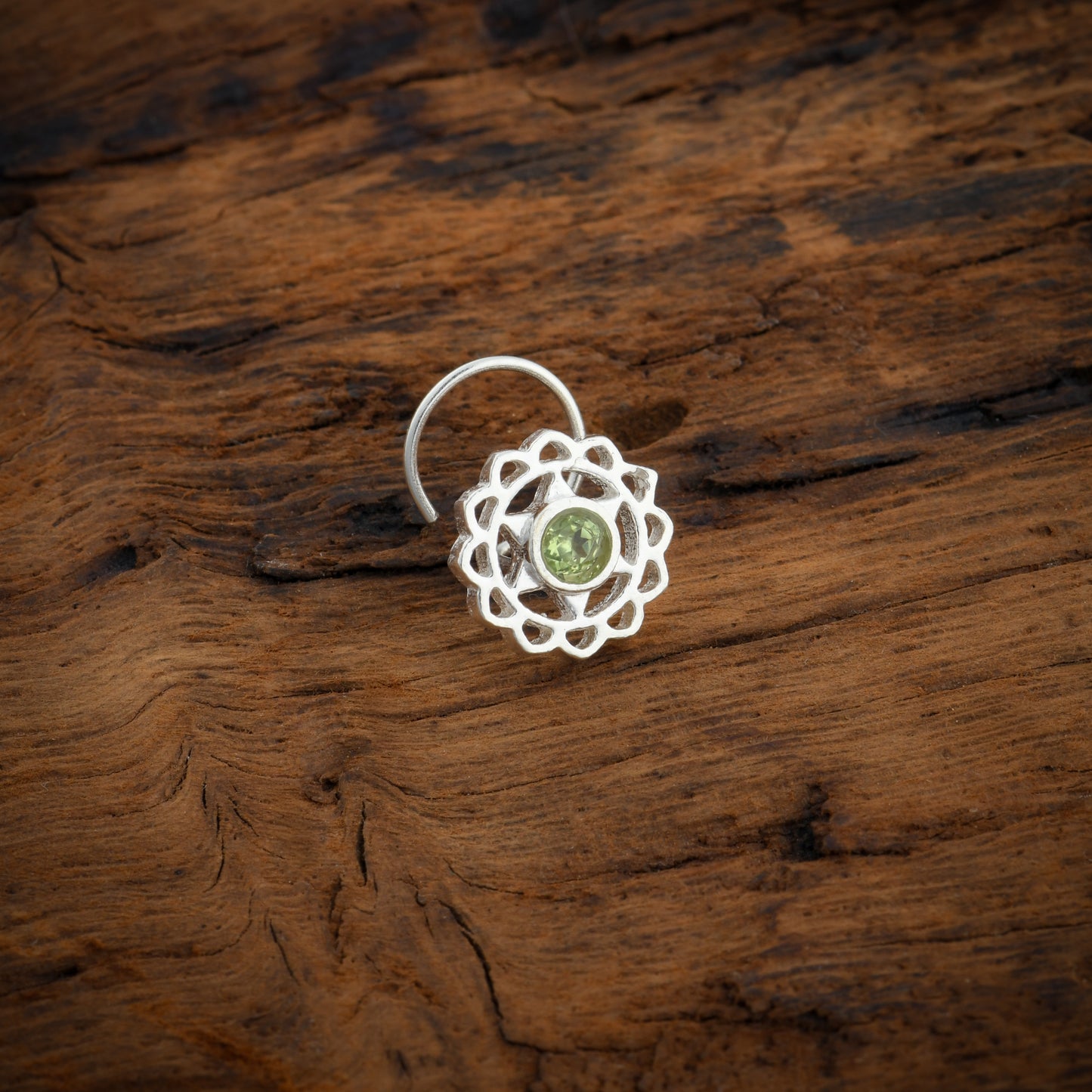 Anahat(Heart Chakra) Silver Nose Pin