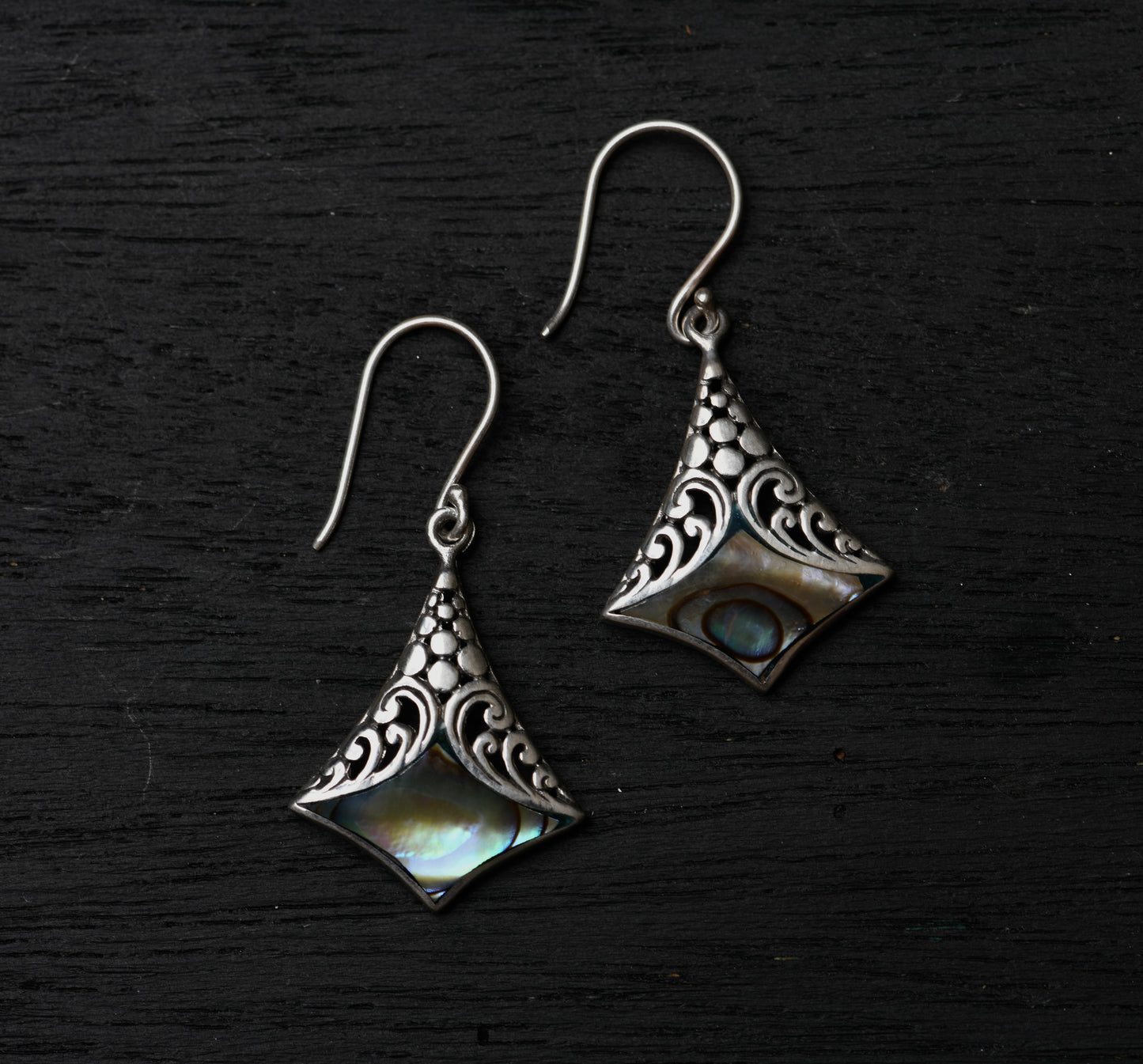 Pyramid Drop Abalone Earrings