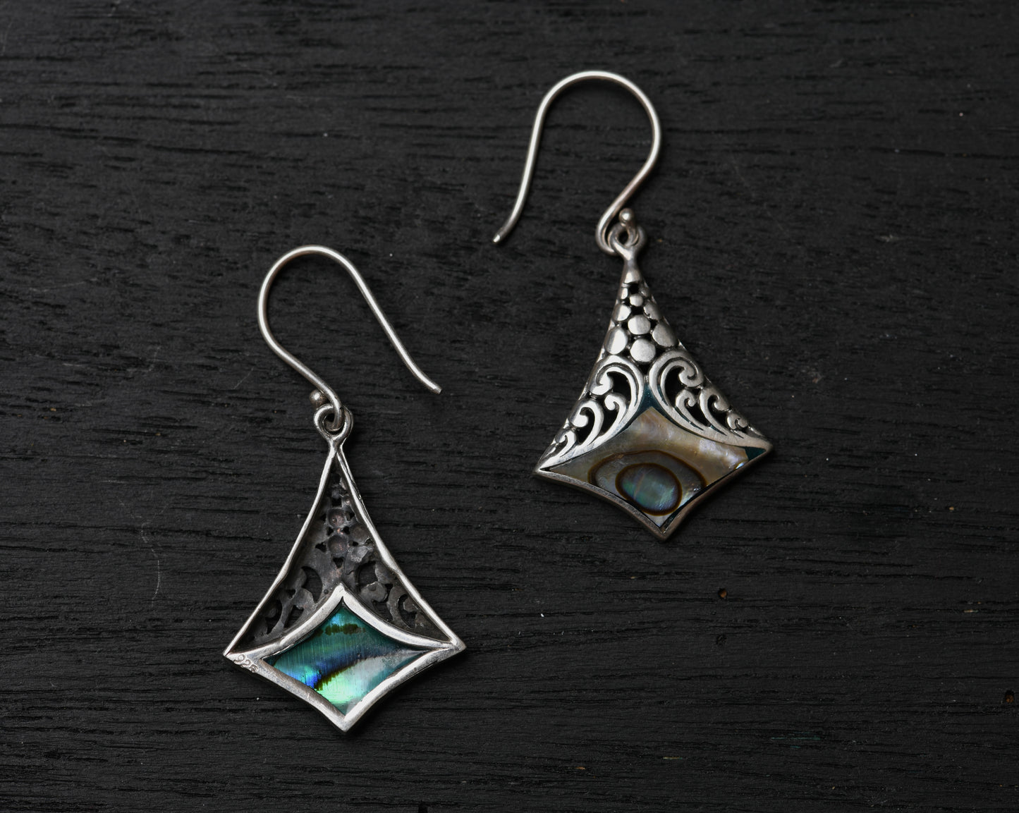 Pyramid Drop Abalone Earrings