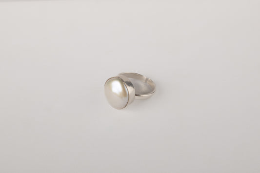 Silver Coin Pearl Ring for Men and Women