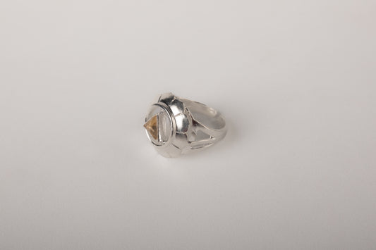 'Trust Your Gut'-  Solar Plexus(Manipura) Chakra Silver Citrine Ring