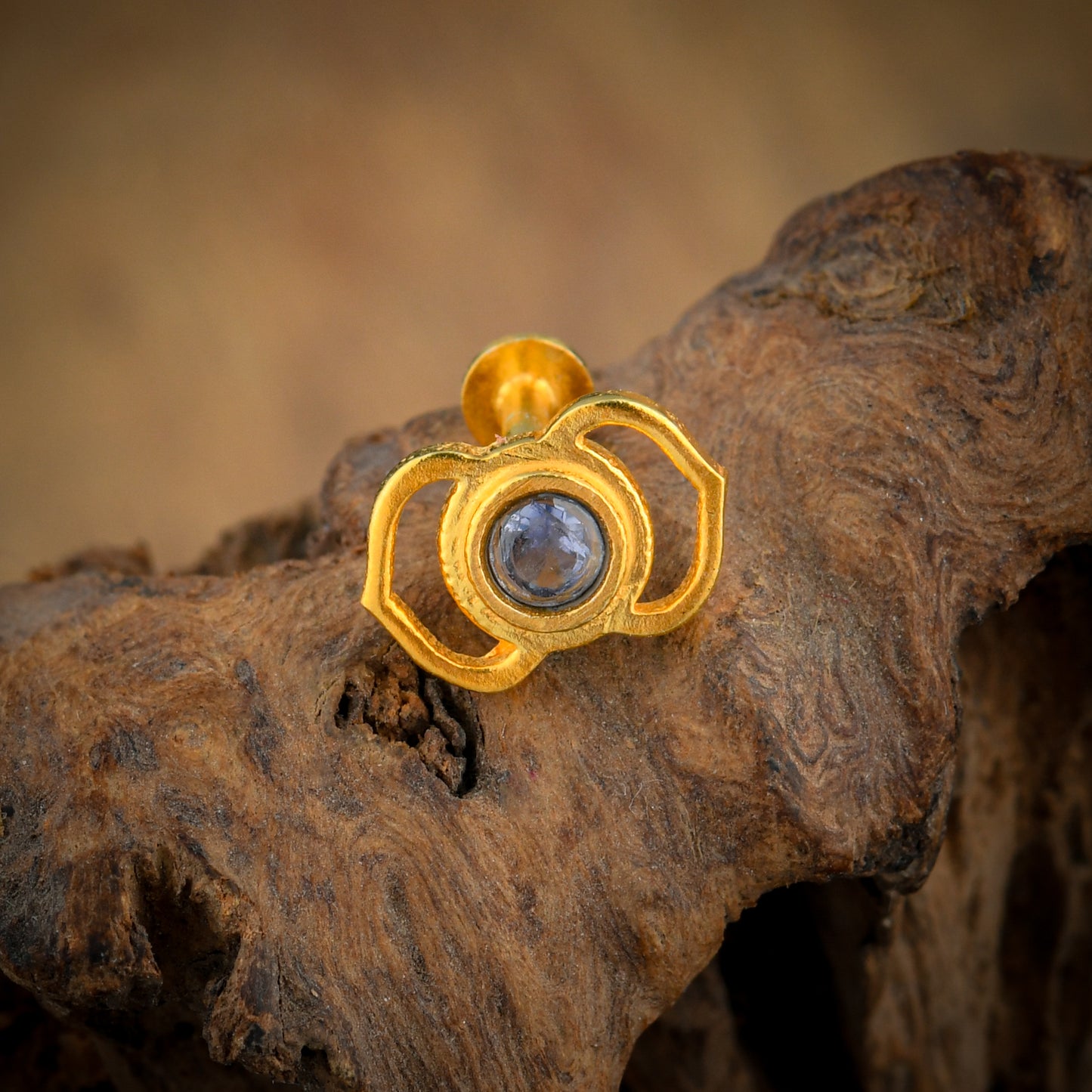 Third Eye Chakra Gold Plated Silver Nose Pin