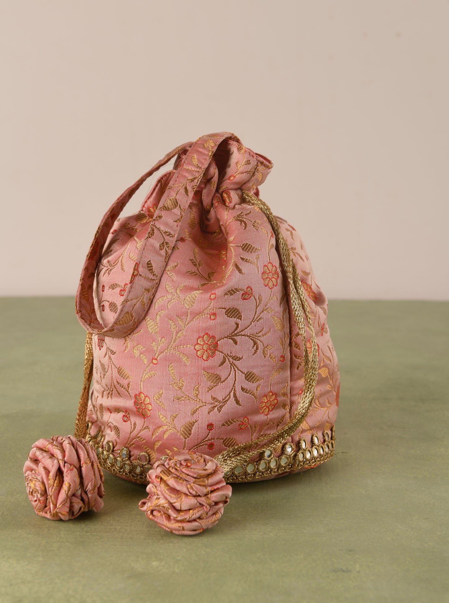 Floral Silk Potli Bag