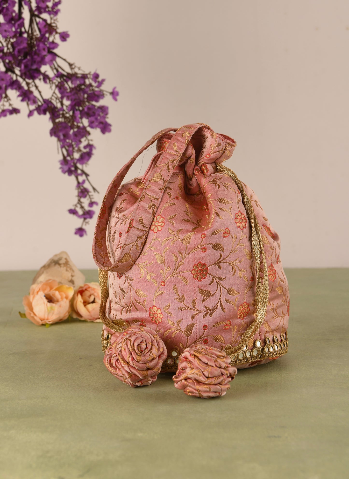 Floral Silk Potli Bag