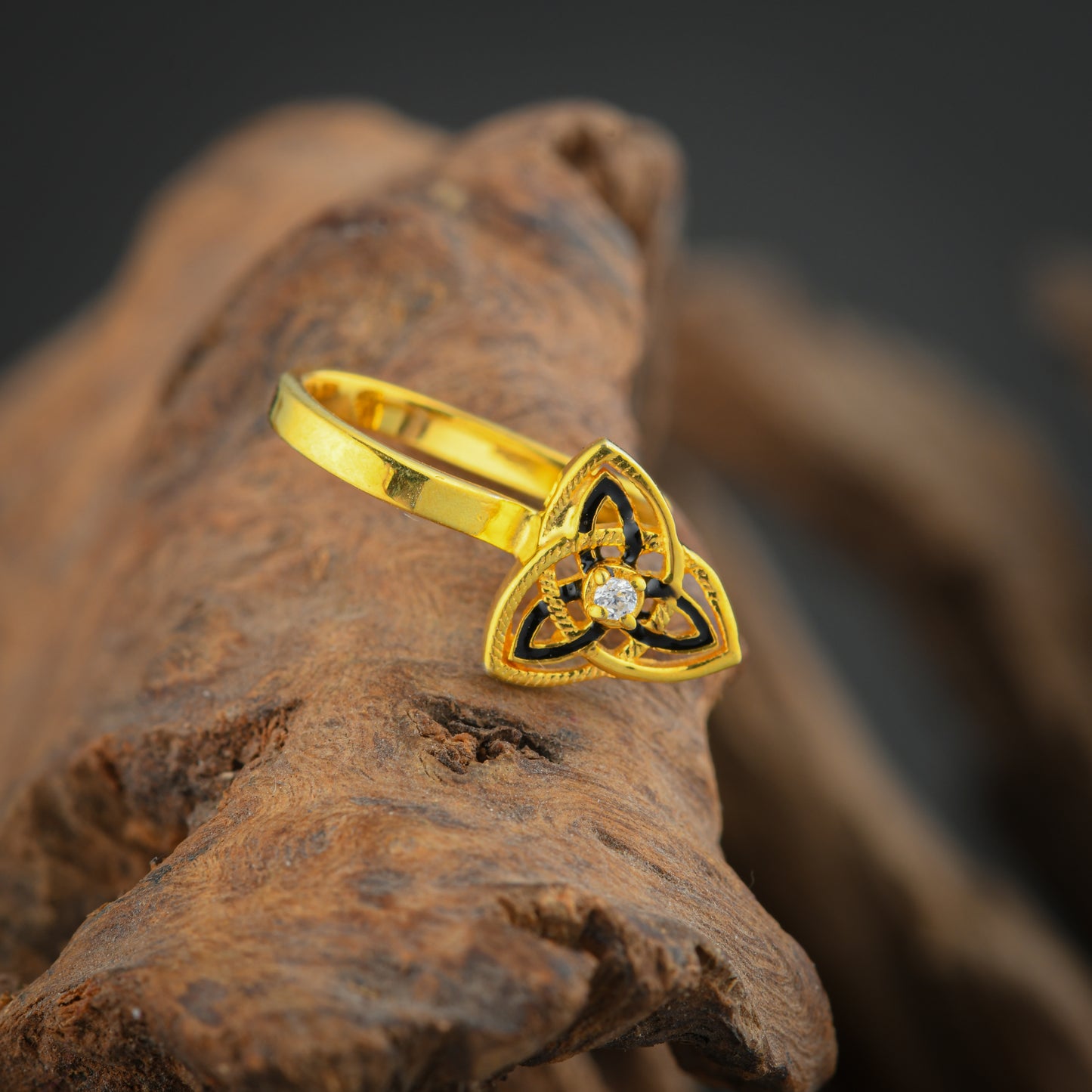 Mystic Triangle Gold Plated Silver Nose Pin