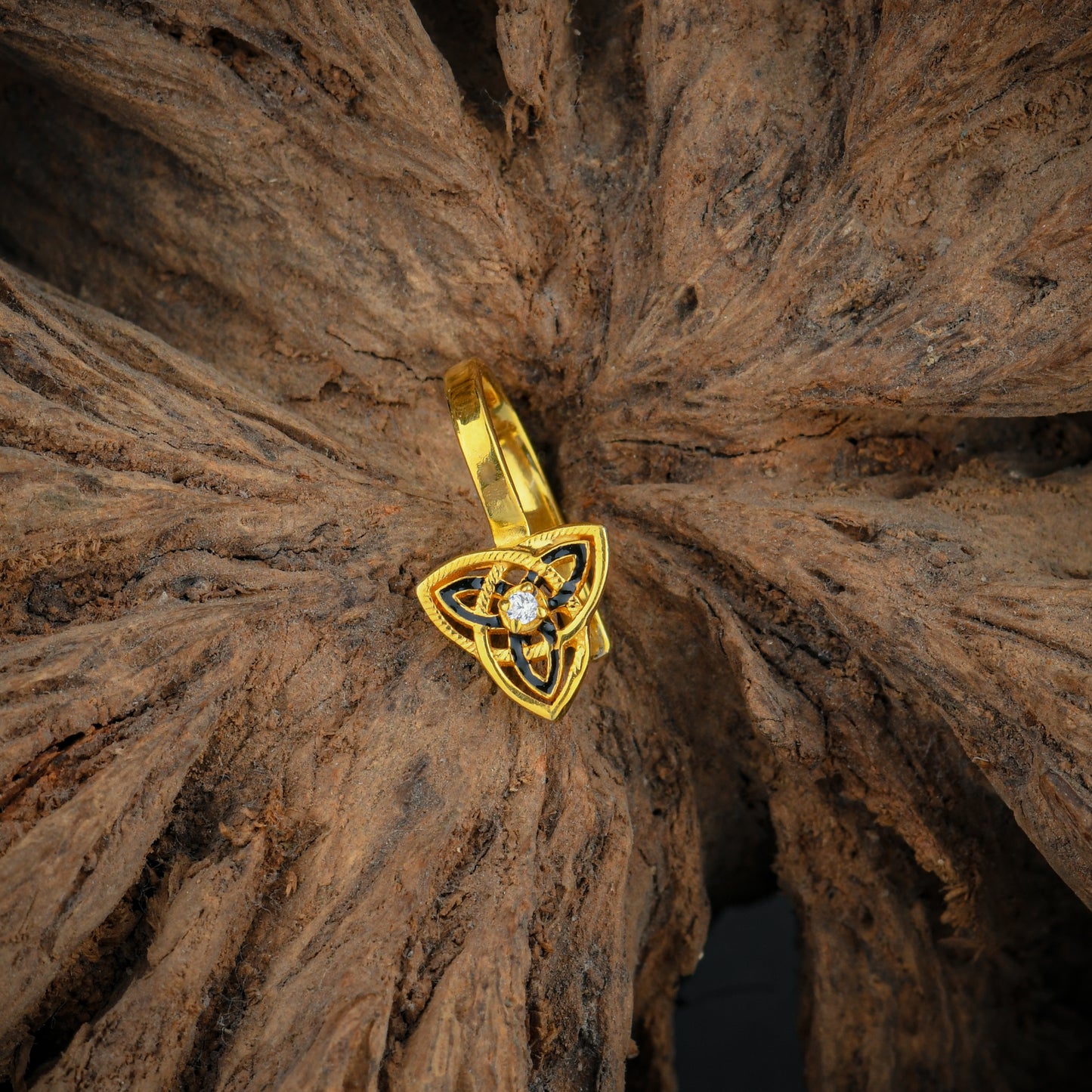Mystic Triangle Gold Plated Silver Nose Pin