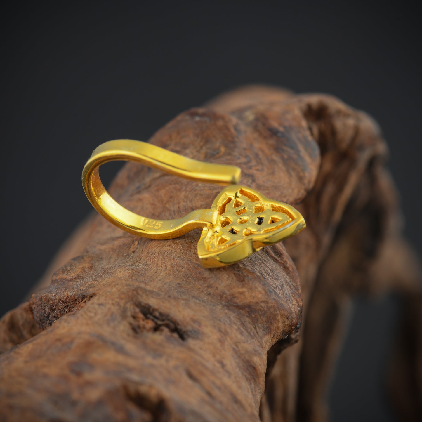 Mystic Triangle Gold Plated Silver Nose Pin