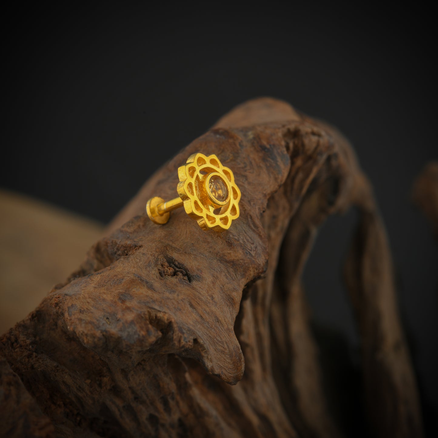 Swadhisthana(Sacral) Chakra Gold Plated Silver Nose Pin