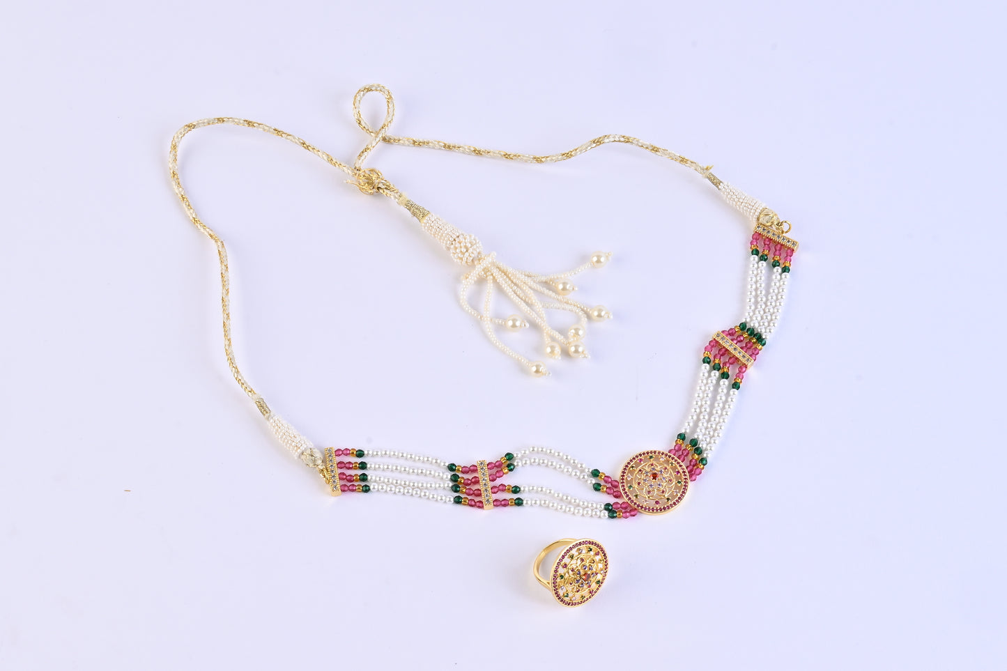 Heera Panna Moti Choker Set