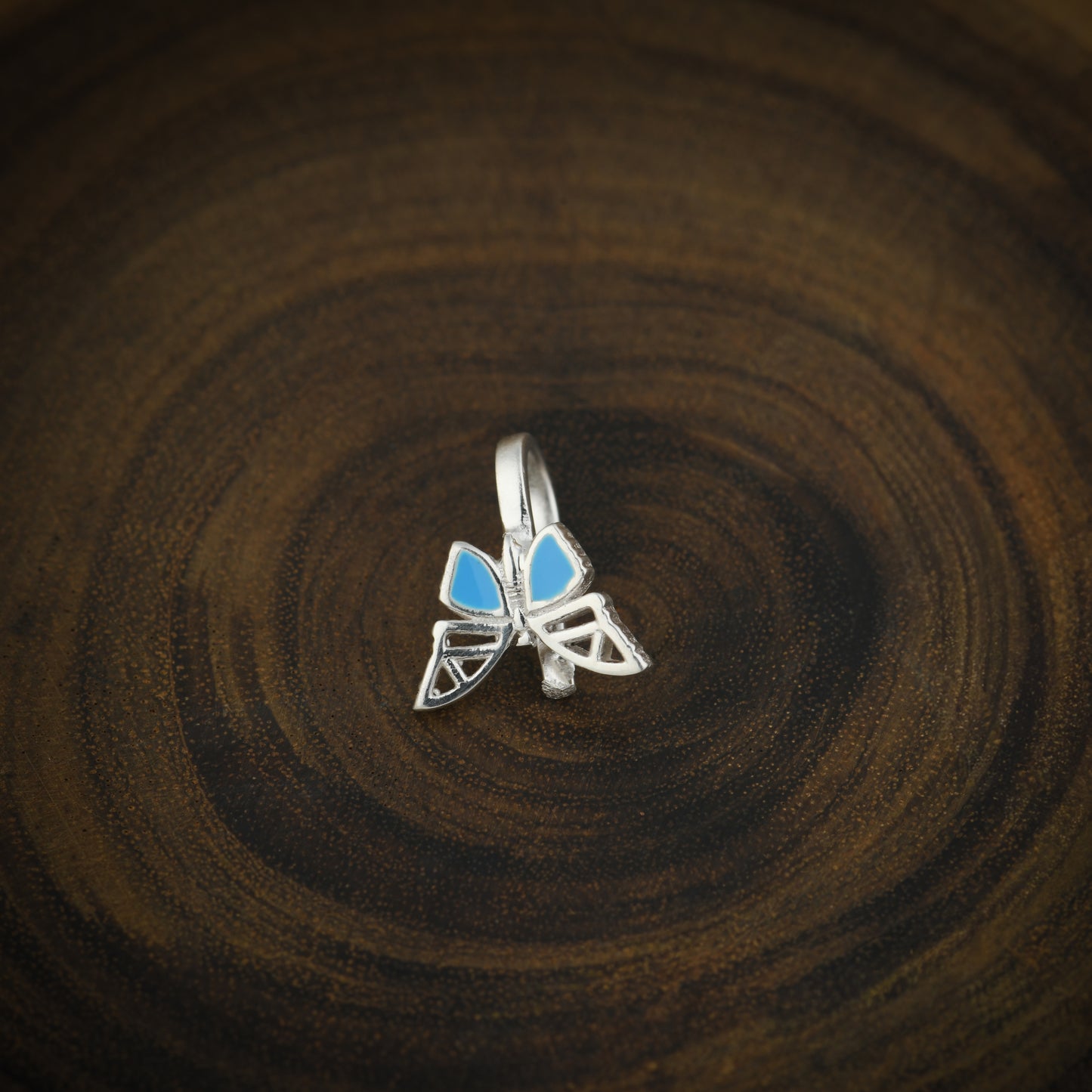 "Adonis Blue" Silver Enamelled Nose pin