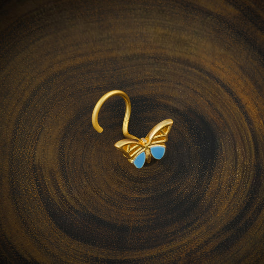 "Adonis Blue" Butterfly Gold Plated Silver Nose Pin