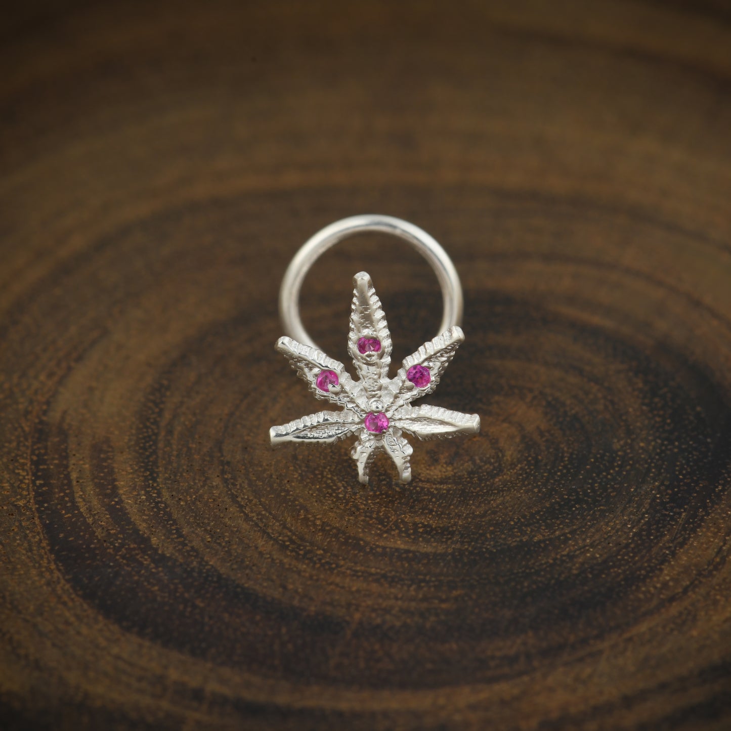 "Cannabis The Weed" Silver Nose Pin