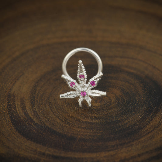 "Cannabis The Weed" Silver Nose Pin