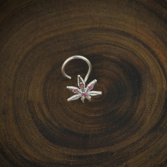 "Cannabis The Weed" Silver Nose Pin