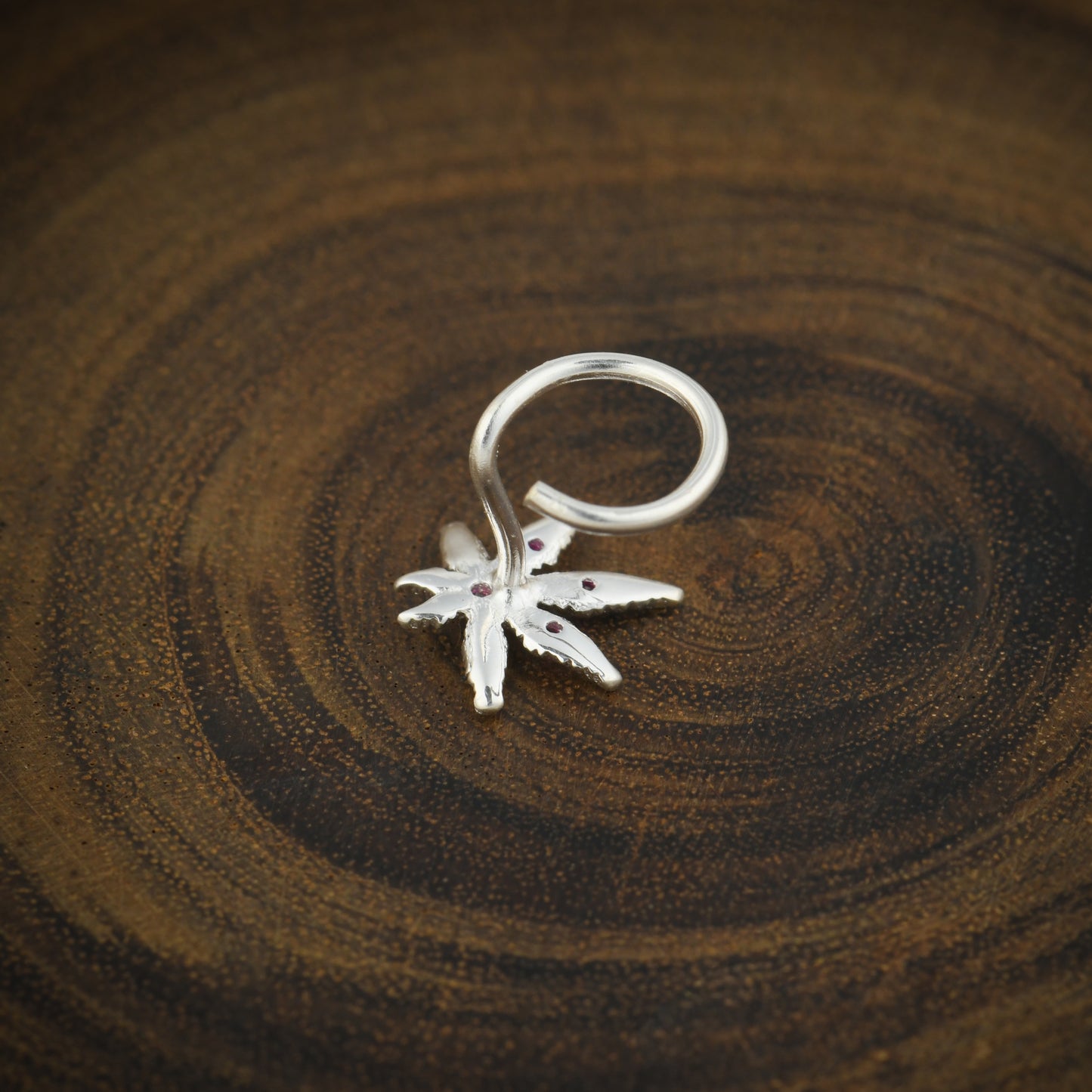 "Cannabis The Weed" Silver Nose Pin