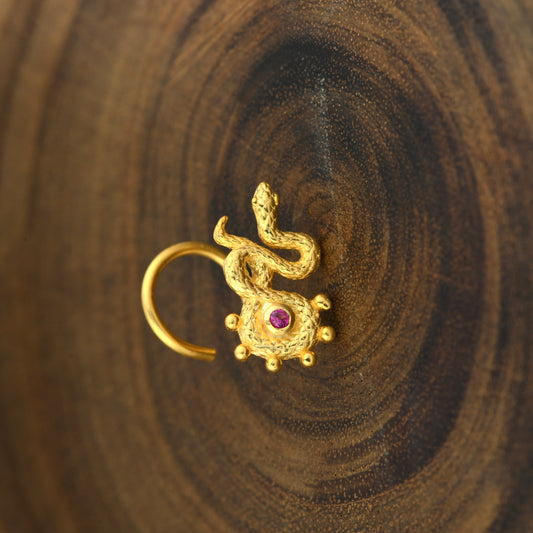 "The Serpent" Gold Plated Silver Nose Pin