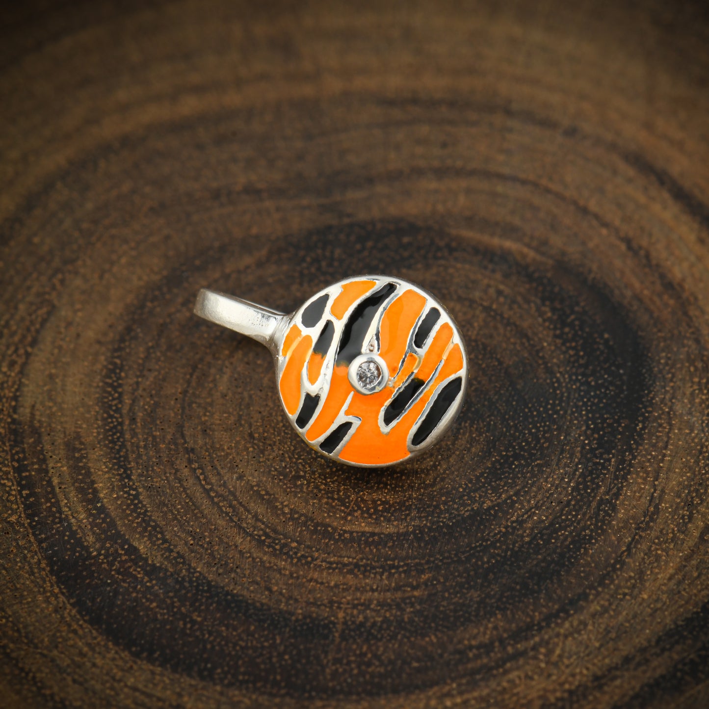 "Corbett Tigress" Silver Enamelled Nose Pin