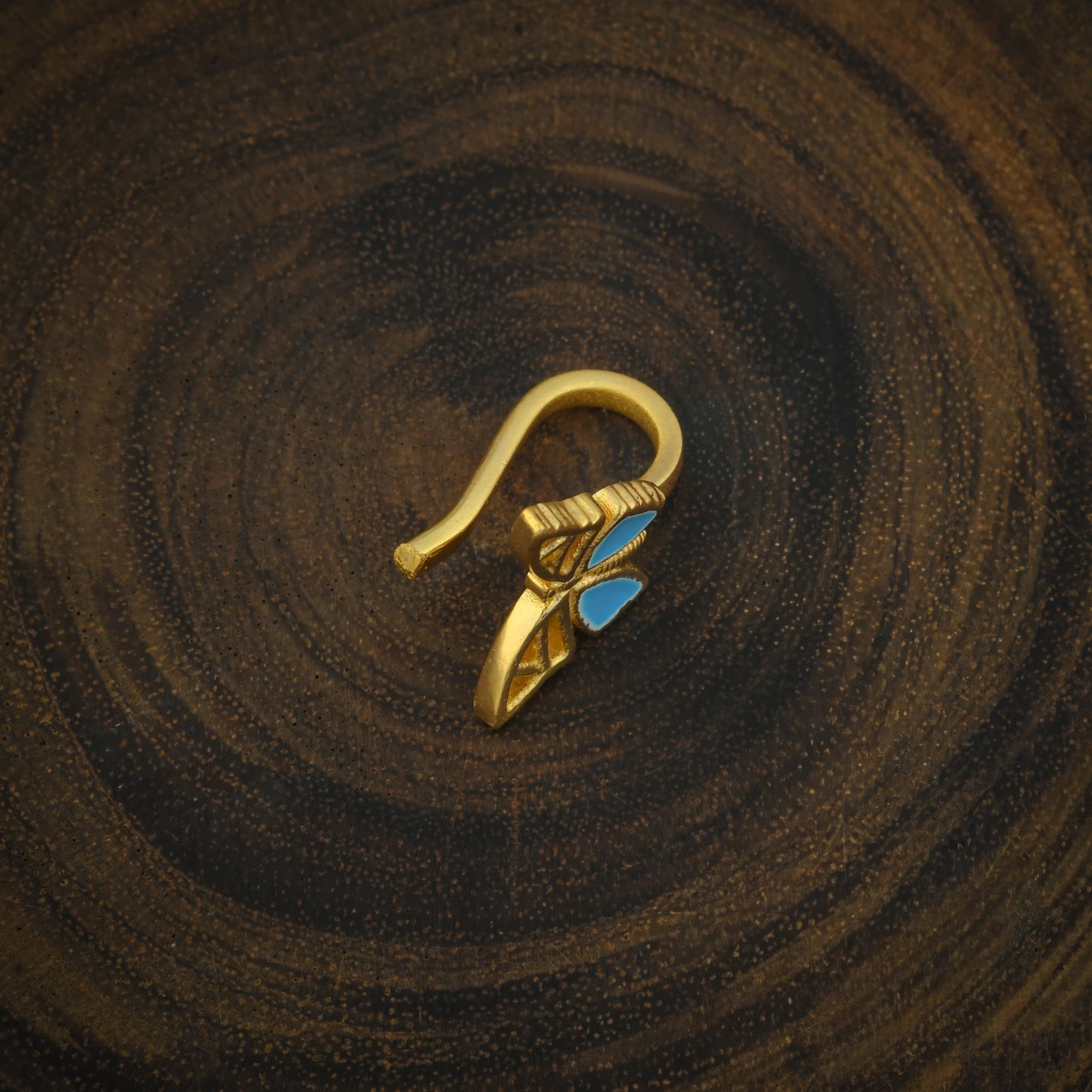 "Adonis Blue" Butterfly Gold Plated Silver Nose Pin