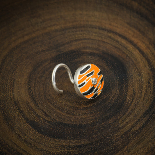 "Corbett Tigress" Silver Enamelled Nose Pin