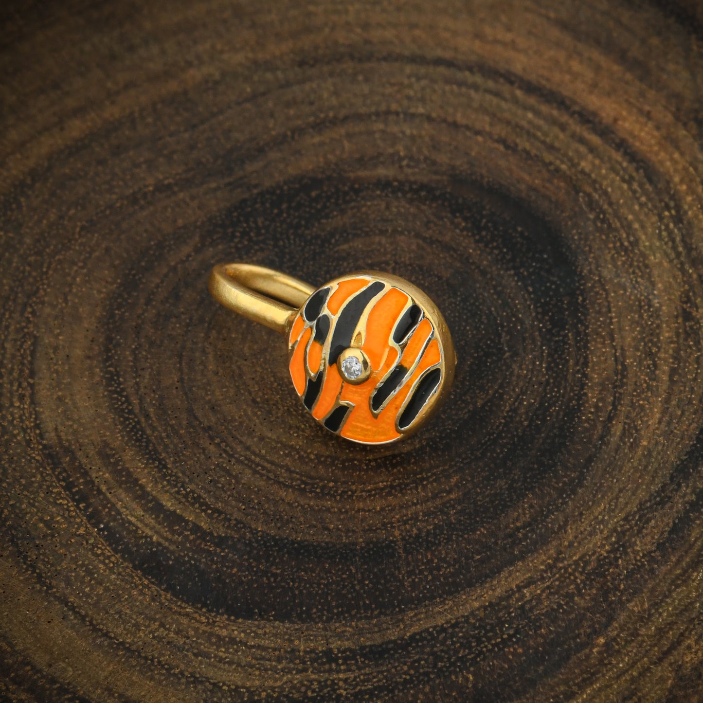 "Corbett Tigress" Gold Plated Silver Enamelled Nose pin